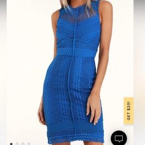 Adelyn Rae Blue Lace Midi Dress